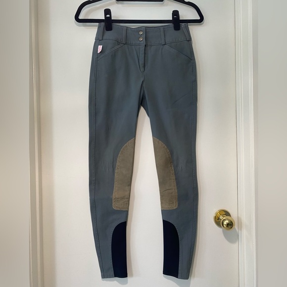 The Tailored Sportsman Gray/Green Equestrian Breeches - Picture 2 of 7